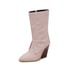 Womens Ankle Chunky Heels Pointed Toe Stone pattern Snake Boots With Zipper - Pink