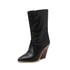 Womens Ankle Chunky Heels Pointed Toe Stone pattern Snake Boots With Zipper - Black