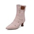 Womens Ankle Kitten Heels Pointed Toe Boots With Zipper - Pink