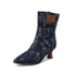 Womens Ankle Kitten Heels Pointed Toe Boots With Zipper - Blue