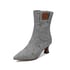 Womens Ankle Kitten Heels Pointed Toe Boots With Zipper - Grey