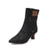 Womens Ankle Kitten Heels Pointed Toe Boots With Zipper - Black