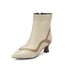 Womens Ankle Kitten Heels Pointed Toe Snake Boots With Zipper - White