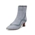 Womens Ankle Kitten Heels Pointed Toe Snake Boots With Zipper - Blue