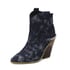 Women Ankle Chunky Heels Pointed Toe Stone pattern Boots With Chain - Blue