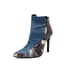 Womens Ankle Stiletto Heels Pointed Toe Splicing Stone pattern Snake Boots With Zipper - Blue
