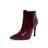 Womens Ankle Stiletto Heels Pointed Toe Splicing Stone pattern Snake Boots With Zipper - Wine Red