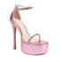 Women High Stiletto Heels Platform Jeweled Open Toe Sandals With Buckle - Pink