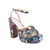 Women High Block Heels Platform Snake Open Toe Sandals With Buckle - Floral