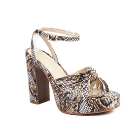 Women High Block Heels Platform Snake Open Toe Sandals With Buckle
