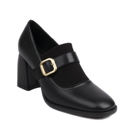 Women Square Toe Block Heels Pumps With Square Buckle