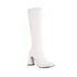 Womens Knee High Square Heel Pointed Toe Boots - White