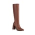 Womens Knee High Square Heel Pointed Toe Boots - Brown