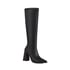 Womens Knee High Square Heel Pointed Toe Boots - Black