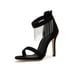 Women High Stiletto Heels Fringed Open Toe Sandals With Zipper - Black