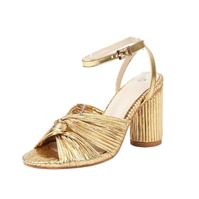 Buckle Strap Pleated Bow Heel Sandals