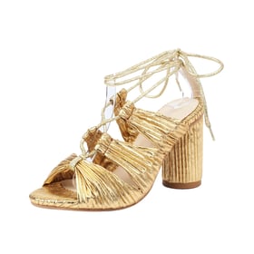 lace Up Strap Pleated Heel Sandals