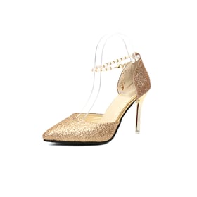 Women Sequin Pointed Toe Stiletto Heels Pumps With Hook and Loop