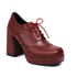 Women Square Toe Block Heels Pumps With Lace Up - Wine Red