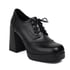 Women Square Toe Block Heels Pumps With Lace Up - Black