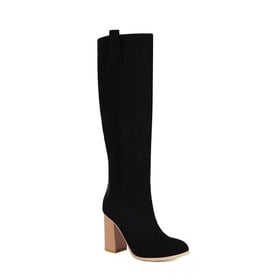 Womens Knee High Block Heel Pointed Toe Boots