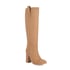 Womens Knee High Block Heel Pointed Toe Boots - Khaki