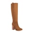 Womens Knee High Block Heel Pointed Toe Boots - Brown