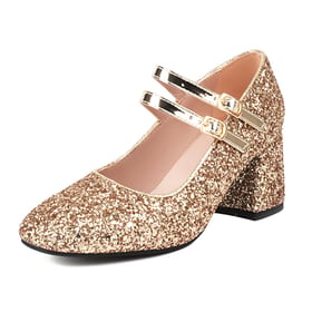 Sliver Gold Low Mary Janes