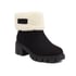 Womens Snow Boots Ankle Block Heels Round Toe Pull ON Boots - Black