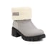 Womens Snow Boots Ankle Block Heels Round Toe Pull ON Boots - Grey