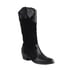 Womens Western Cowboy Knee High Chunky Heel Round Toe Rivet Splicing Boots - Black