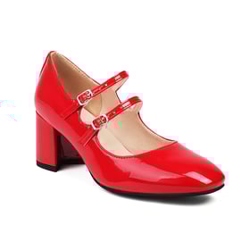 Womens Mary Janes Round Toe Block Heels Pumps With Buckle