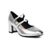 Womens Mary Janes Round Toe Block Heels Pumps With Buckle - Silver
