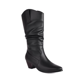 Womens Western Cowboy Knee High Chunky Heel Pointed Toe Boots