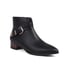 Womens Boots Ankle Low Heels Pointed Toe Square Buckle Boots With Zipper - Black