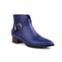 Womens Boots Ankle Low Heels Pointed Toe Square Buckle Boots With Zipper - Blue