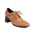 Womens Square Toe Block Heels Pumps With Lace Up - Brown