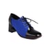 Women Square Toe Block Heels Splicing Pumps With Lace Up - Blue