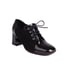Women Square Toe Block Heels Splicing Pumps With Lace Up - Black