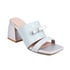 Women Block Heels Open Toe Snake Pattern Sandals - Blue