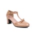 Women Pointed Toe Block Heels Bow Pumps With Buckle - Nude