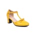 Women Pointed Toe Block Heels Bow Pumps With Buckle - Yellow