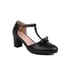 Women Pointed Toe Block Heels Bow Pumps With Buckle - Black