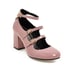 Women Pointed Toe Block Heels Pumps With Buckle - Pink