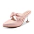 Closed Pointed Toe Heels Mules Cute Bow - Pink