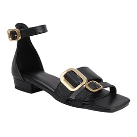 Women Low Heels Open Toe Square Buckle Sandals With Buckle
