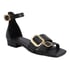 Women Low Heels Open Toe Square Buckle Sandals With Buckle - Black