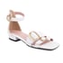 Women Low Heels Open Toe Square Buckle Sandals With Buckle - White