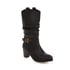Womens Boots Ankle Chunky Heels Pointed Toe Square Buckle Boots - Black
