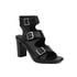 Women Chunky Heels Open Toe Square Buckle Sandals With Buckle - Black